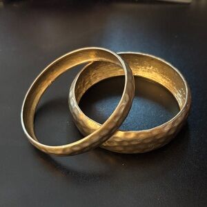Elegant Gold-Toned Hammered Bracelets